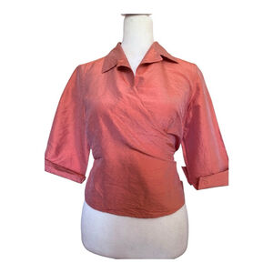 Talbots Coral Pink Petite Wrap Top Size 6 Dressy